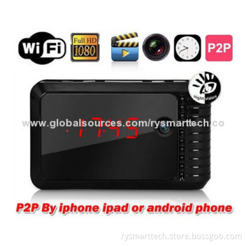 Super Night Vision Clock Network Camera, Compatible with iOS and Android OS, Wi-Fi
